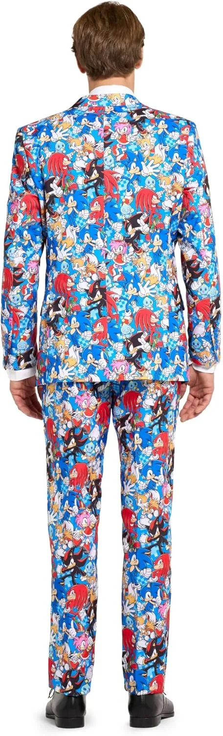Opposuits Men's Sonic Suit - Sonic The Hedgehog Outfit - Slim Fit - Multicolor - Includes Blazer, Pants and Tie