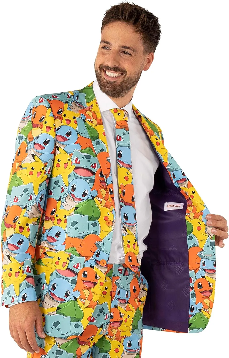 Opposuits Men's Suit - Pokmon Nintendo Switch Game Costume - Slim Fit - Multicolor - Includes Blazer, Pants and Tie