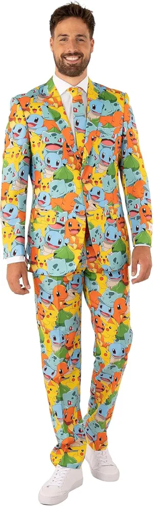 Opposuits Men's Suit - Pokmon Nintendo Switch Game Costume - Slim Fit - Multicolor - Includes Blazer, Pants and Tie