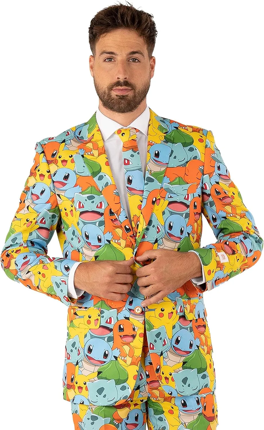 Opposuits Men's Suit - Pokmon Nintendo Switch Game Costume - Slim Fit - Multicolor - Includes Blazer, Pants and Tie