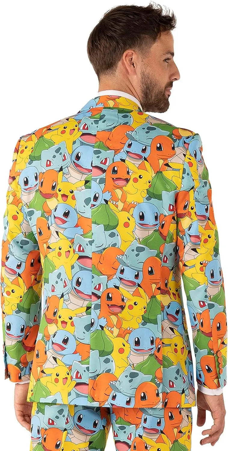 Opposuits Men's Suit - Pokmon Nintendo Switch Game Costume - Slim Fit - Multicolor - Includes Blazer, Pants and Tie