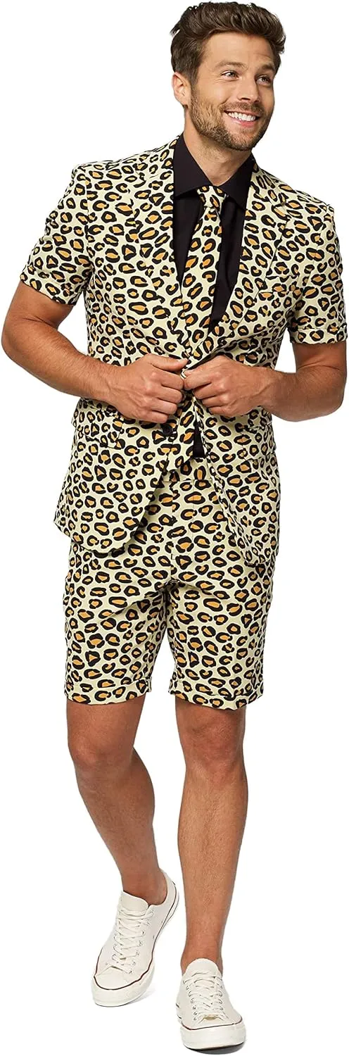 Opposuits Men's Summer Suit Outfit - Slim Fit - Includes Short Sleeved Blazer - Shorts and Tie