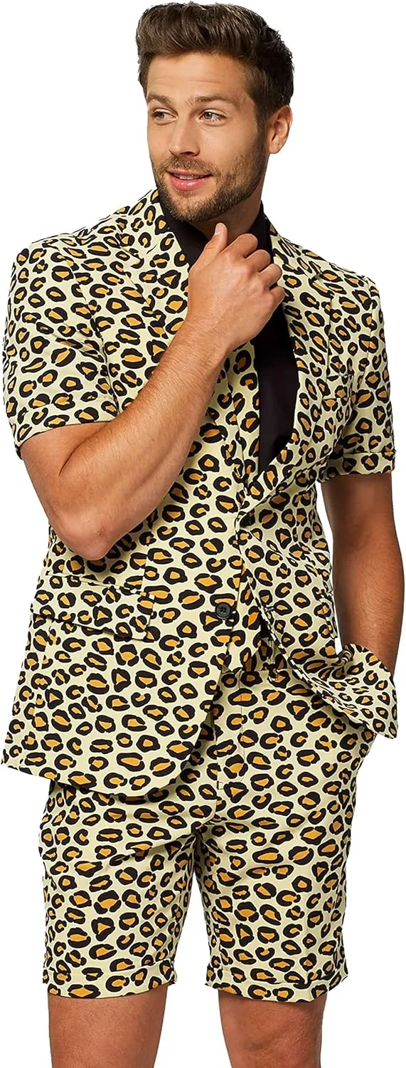 Opposuits Men's Summer Suit Outfit - Slim Fit - Includes Short Sleeved Blazer - Shorts and Tie
