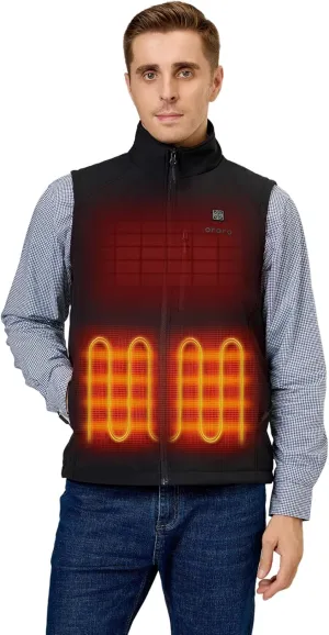 ORORO Men's Heated Softshell Vest with Battery, Soft Shell Heated Golf Vest for Men (Charger Not Included)