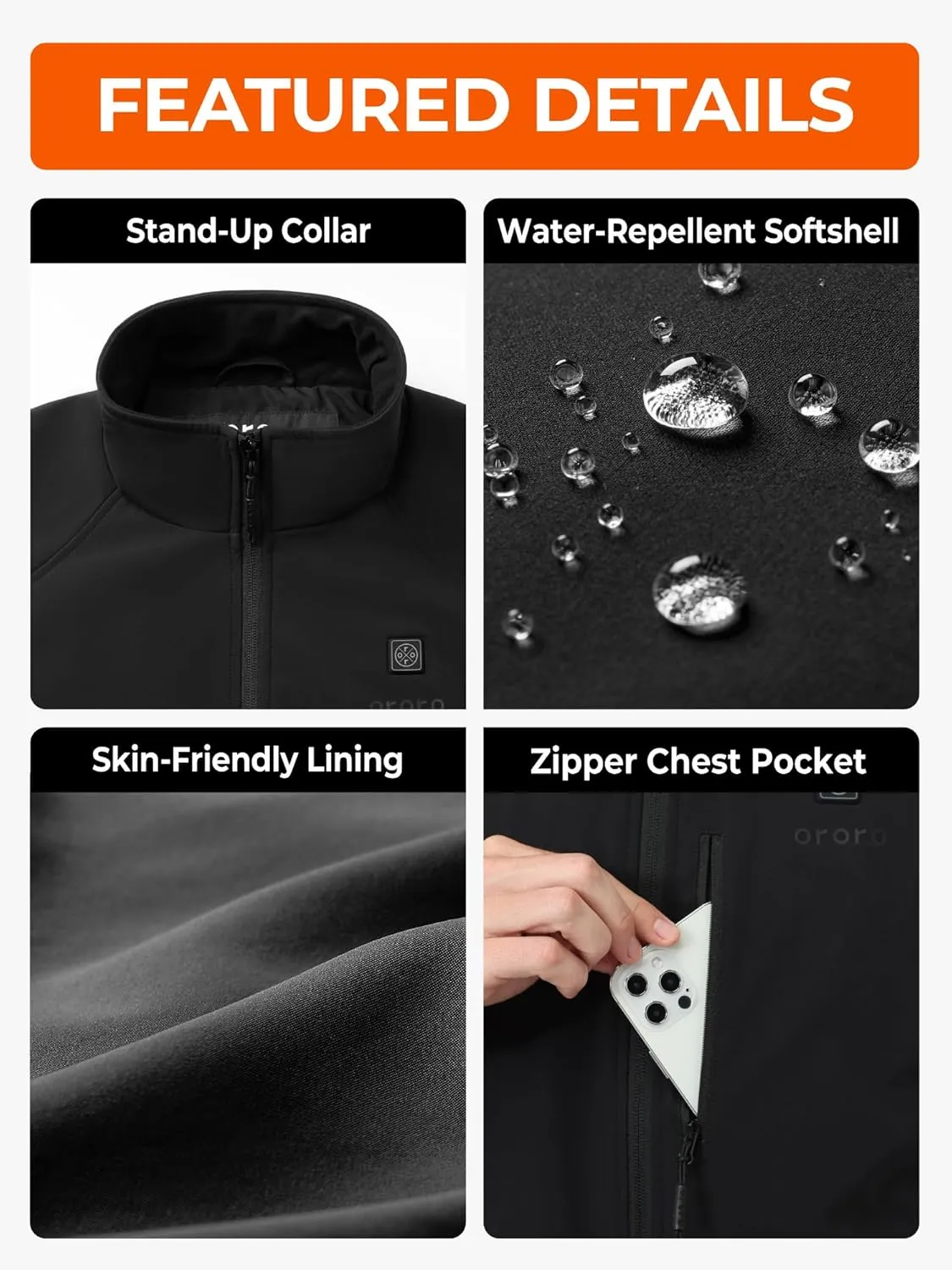 ORORO Men's Heated Softshell Vest with Battery, Soft Shell Heated Golf Vest for Men (Charger Not Included)