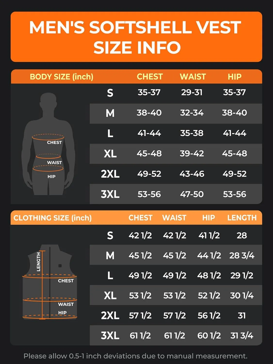 ORORO Men's Heated Softshell Vest with Battery, Soft Shell Heated Golf Vest for Men (Charger Not Included)