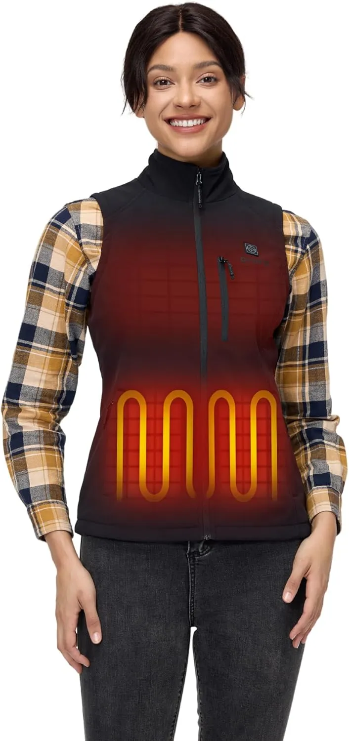 ORORO Women's Heated Softshell Vest with Battery, Soft Shell Heated Golf Vest for Women (Charger Not Included)
