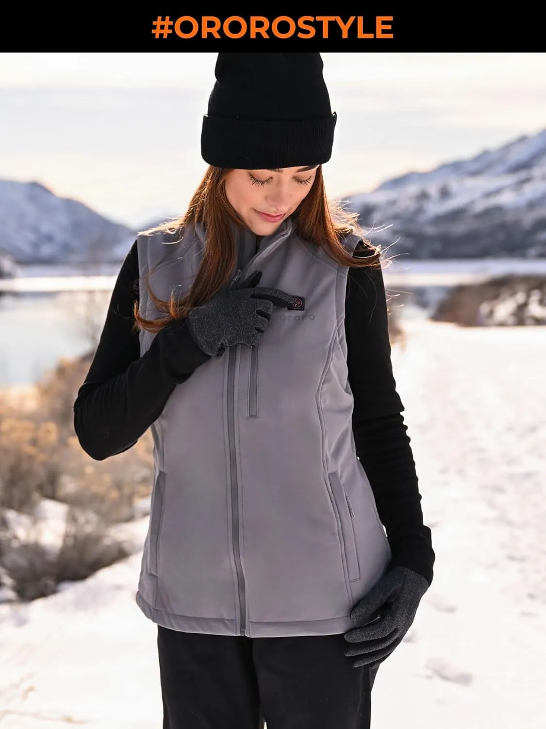 ORORO Women's Heated Softshell Vest with Battery, Soft Shell Heated Golf Vest for Women (Charger Not Included)
