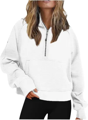 Oversized Sweatshirt for Women 2023 Fall Fashion Half Zip Long Sleeve Pullover Hoodies Comfy Casual Tops with Pockets
