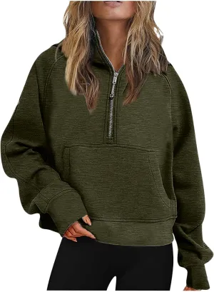 Oversized Sweatshirt for Women 2023 Fall Fashion Half Zip Long Sleeve Pullover Hoodies Comfy Casual Tops with Pockets