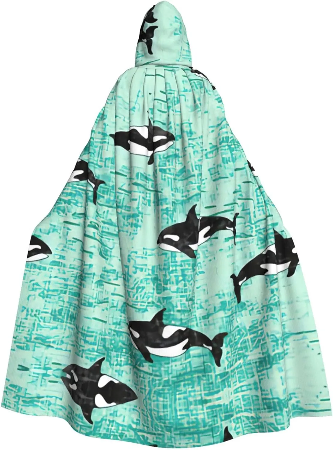 Pacific Ocean Biological Print Long Cape Unisex Cloak With Hood Halloween Costume Cloak Adult Vampire Witch Cape