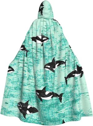 Pacific Ocean Biological Print Long Cape Unisex Cloak With Hood Halloween Costume Cloak Adult Vampire Witch Cape