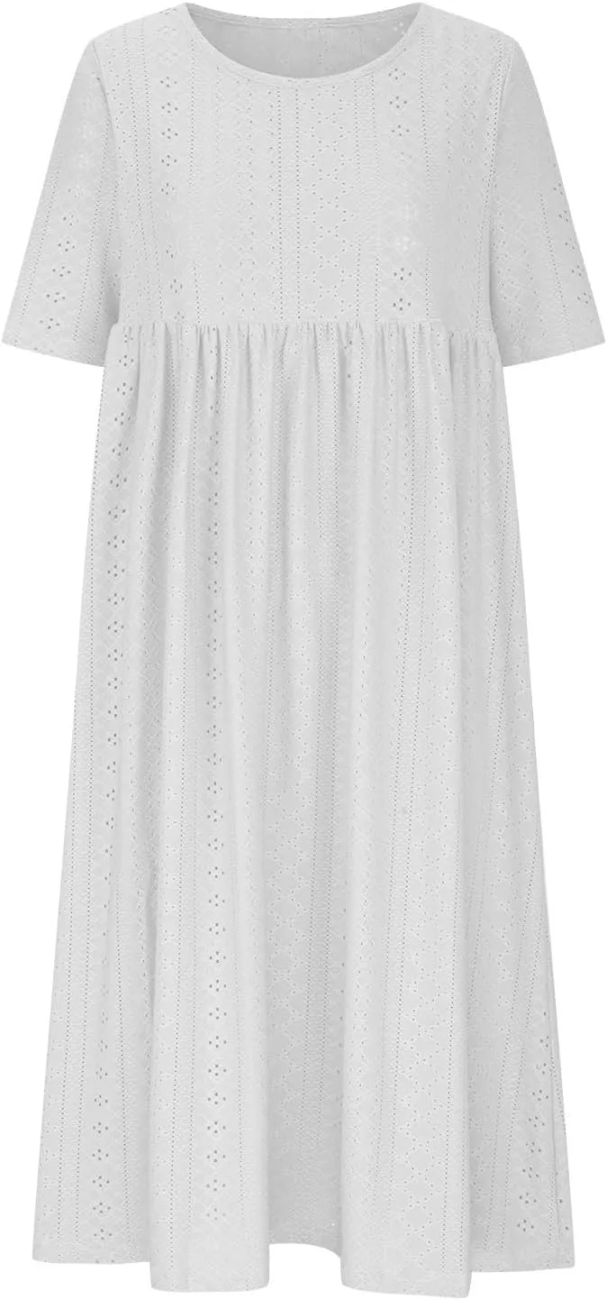 Photno Casual Summer Dresses for Women 2025 Casual Plus Size Midi Dress Boho Loose Patchwork Flowy Tshirt Dresses with Pocket
