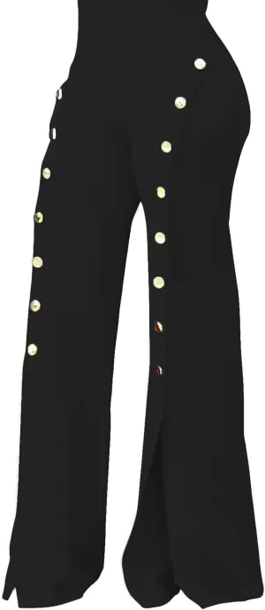 PINSV Women's High Waisted Stretchy Bootcut Pull On Dress Pants Casual Work Pants