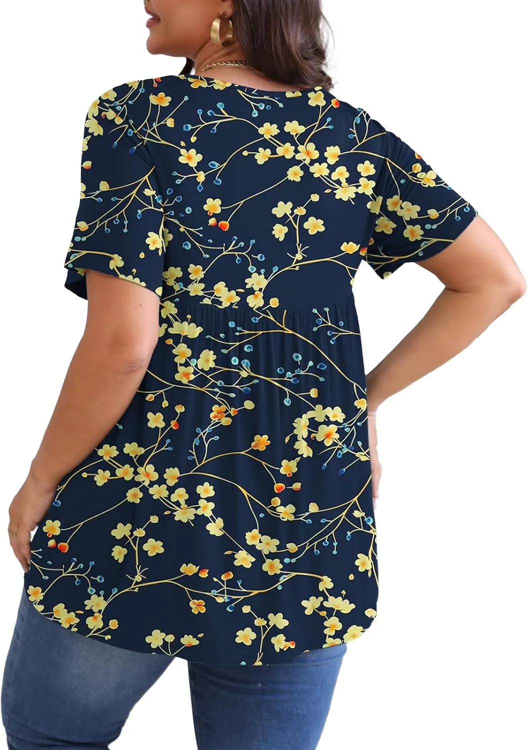 POSESHE Womens Plus Size Tops 2025 Summer Short Sleeves Tunic Tops Casual V-Neck Wrap Shirts Cute Dressy Work Blouses L-4XL