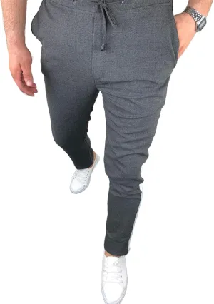 Rela Bota Mens Fashion Striped Pants Casual Dress Chino Elastic Drawstring Slim Fit Trousers Comfy Sweatpants