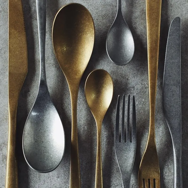 Retro Silver / Gold Cutlery 4 pcs Sets