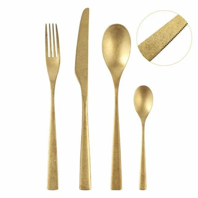 Retro Silver / Gold Cutlery 4 pcs Sets