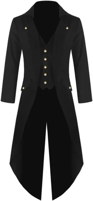Runcati Mens Steampunk Victorian Jacket Gothic Tailcoat Costume Vintage Tuxedo Viking Renaissance Pirate Halloween Coats