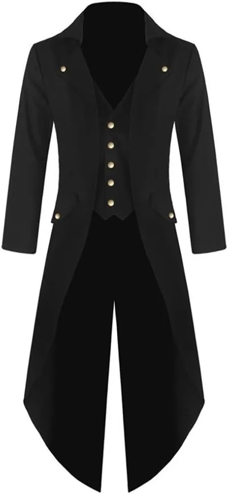 Runcati Mens Steampunk Victorian Jacket Gothic Tailcoat Costume Vintage Tuxedo Viking Renaissance Pirate Halloween Coats