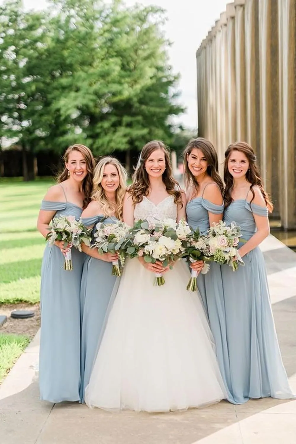 RYANTH Women's Chiffon Cold Shoulder Bridesmaid Dresses for Wedding Dress Formal Evening Ball Gown RYZ18