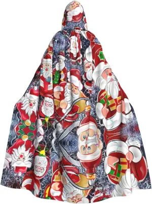 Santa Claus Snowman Print Long Cape Unisex Cloak With Hood Halloween Costume Cloak Adult Vampire Witch Cape