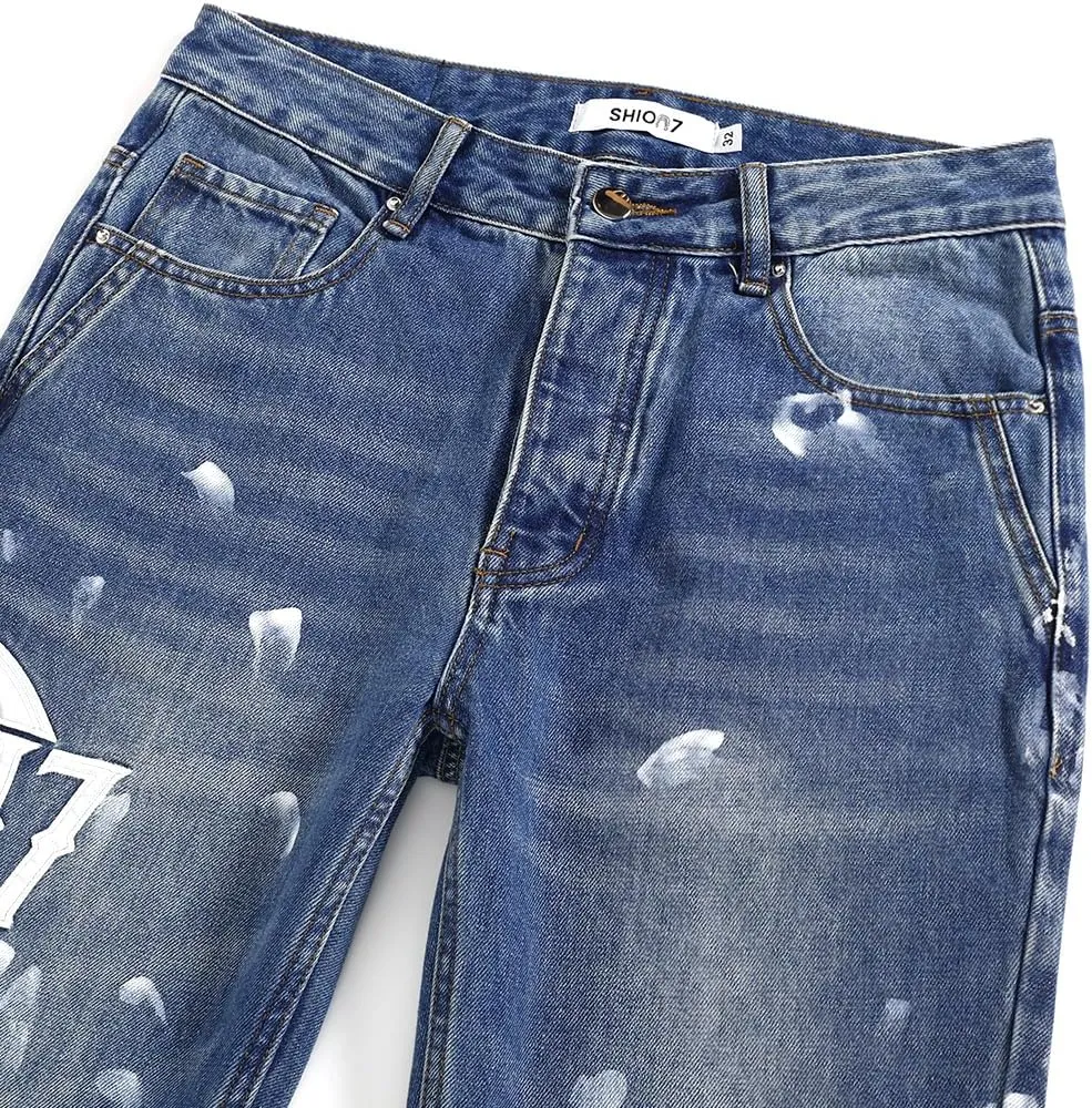 SHION7 Relaxed Bell Bottom Jeans for Men, Hip Hop Streetwear Flared Denim Pants, Men's Stylish Crafted Jean Trousers
