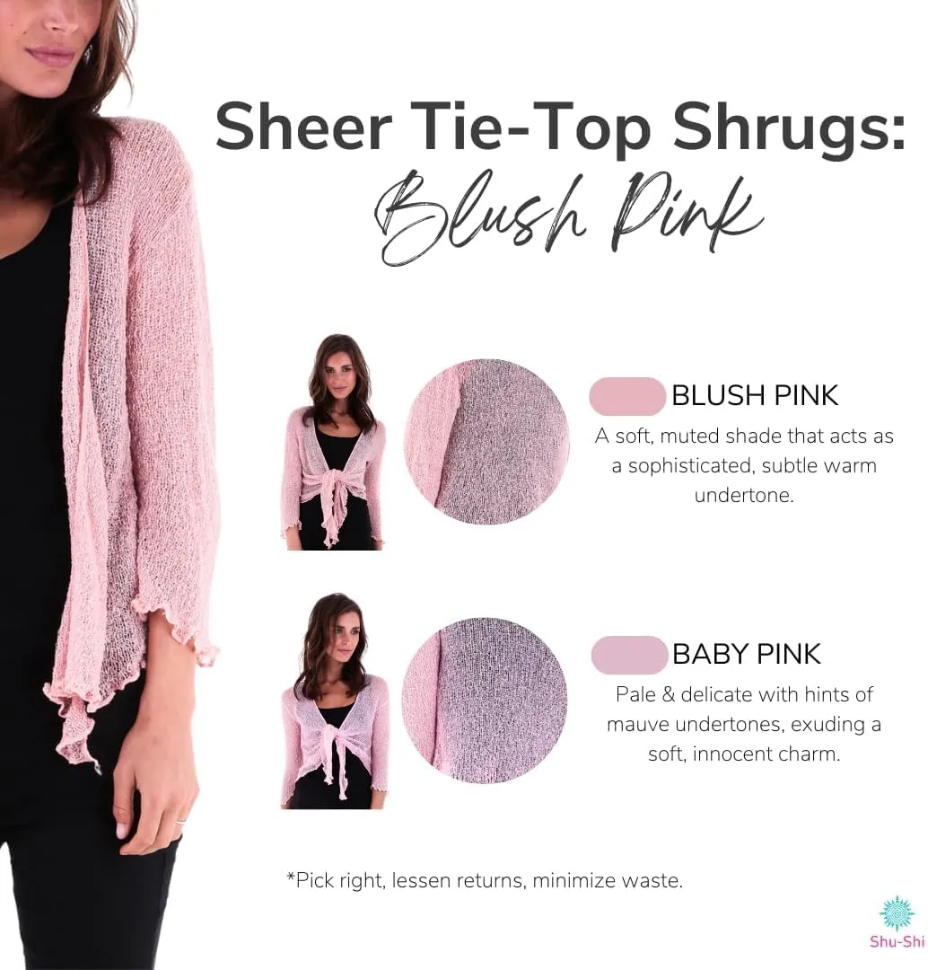 SHU-SHI Sheer Cardigans For Women Summer Knit Shrug Lightweight For Dresses Tie Top Open Front