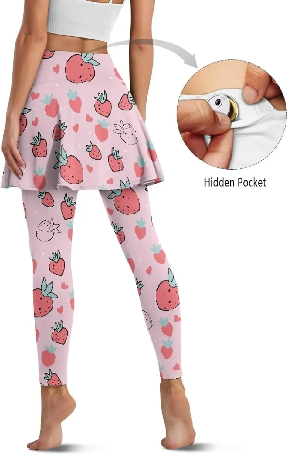 Skirted Leggings for Women with Pockets Tummy Control High Waist Workout Yoga Pants