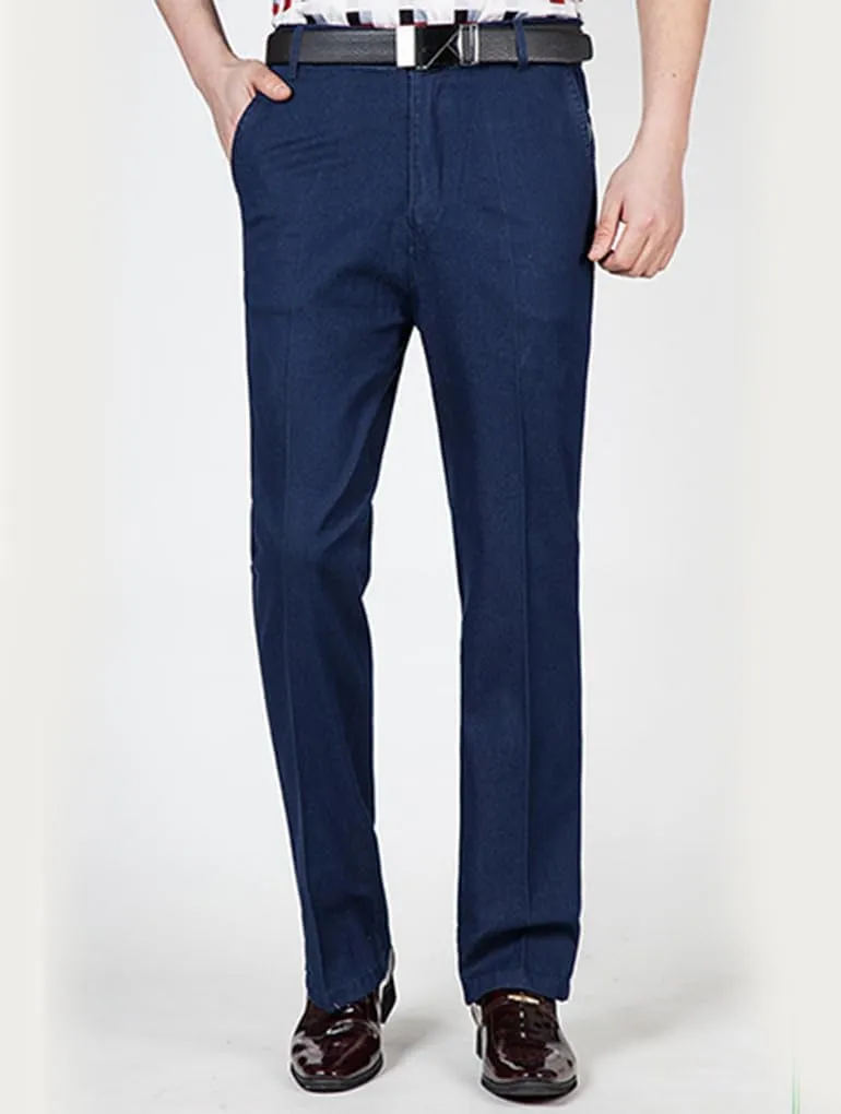 Slim Fit Jeans for Men High Waisted Straight Chino Pant Summer Work Pants with Pockets