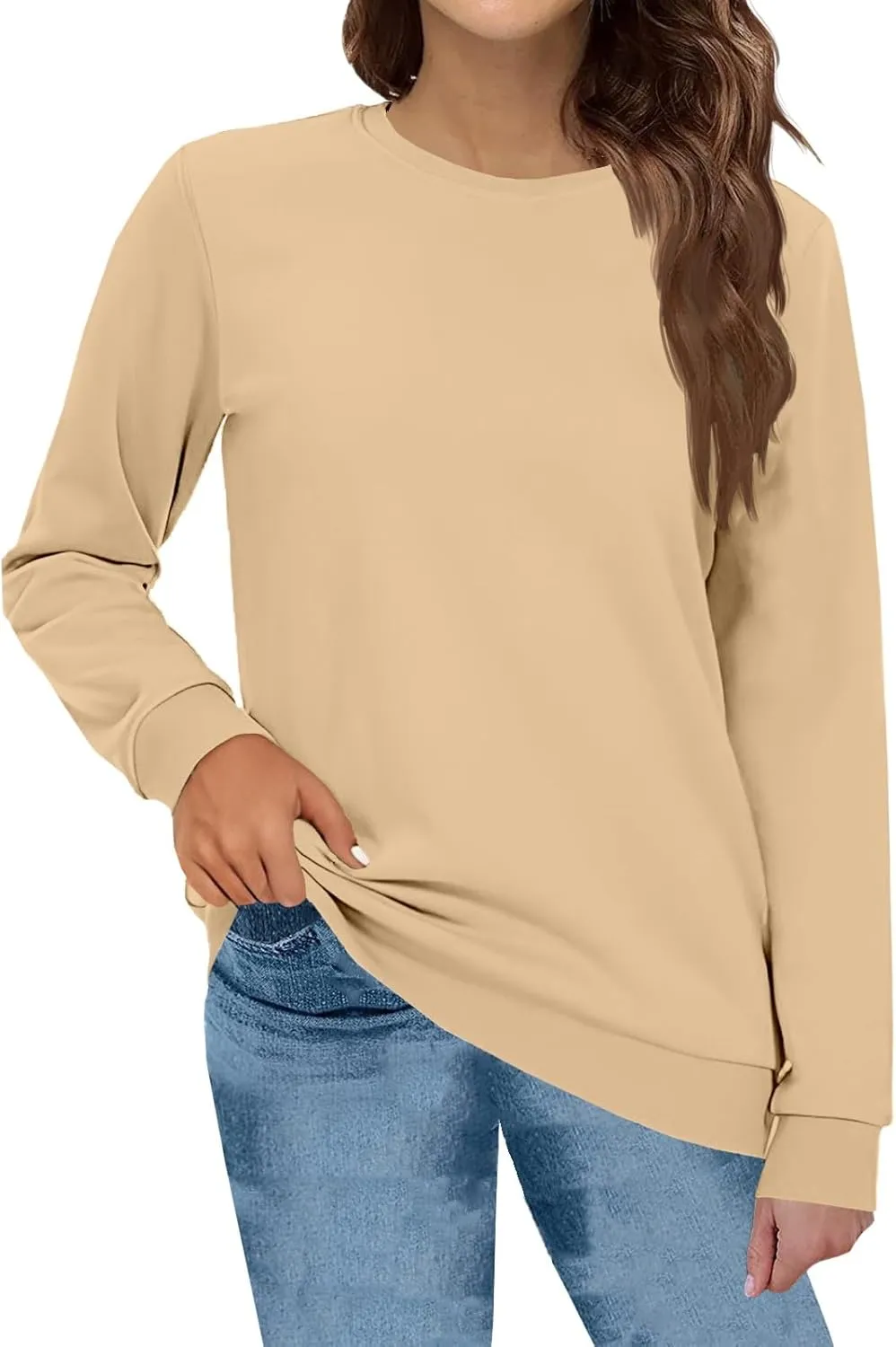 slqdgmryz Crew Neck Sweatshirts Women Preppy Fleece Y2k Hoodie Oversized Crewneck Sweatshirt Cute Winter Clothes Outfits