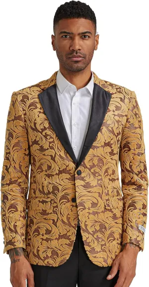 STACY ADAMS Men's Classic Modern Blazer Jacket  Slim Fit Paisley with Satin Notch Lapel Tailored Jacket Only