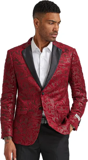 STACY ADAMS Men's Classic Modern Blazer Jacket  Slim Fit Paisley with Satin Notch Lapel Tailored Jacket Only