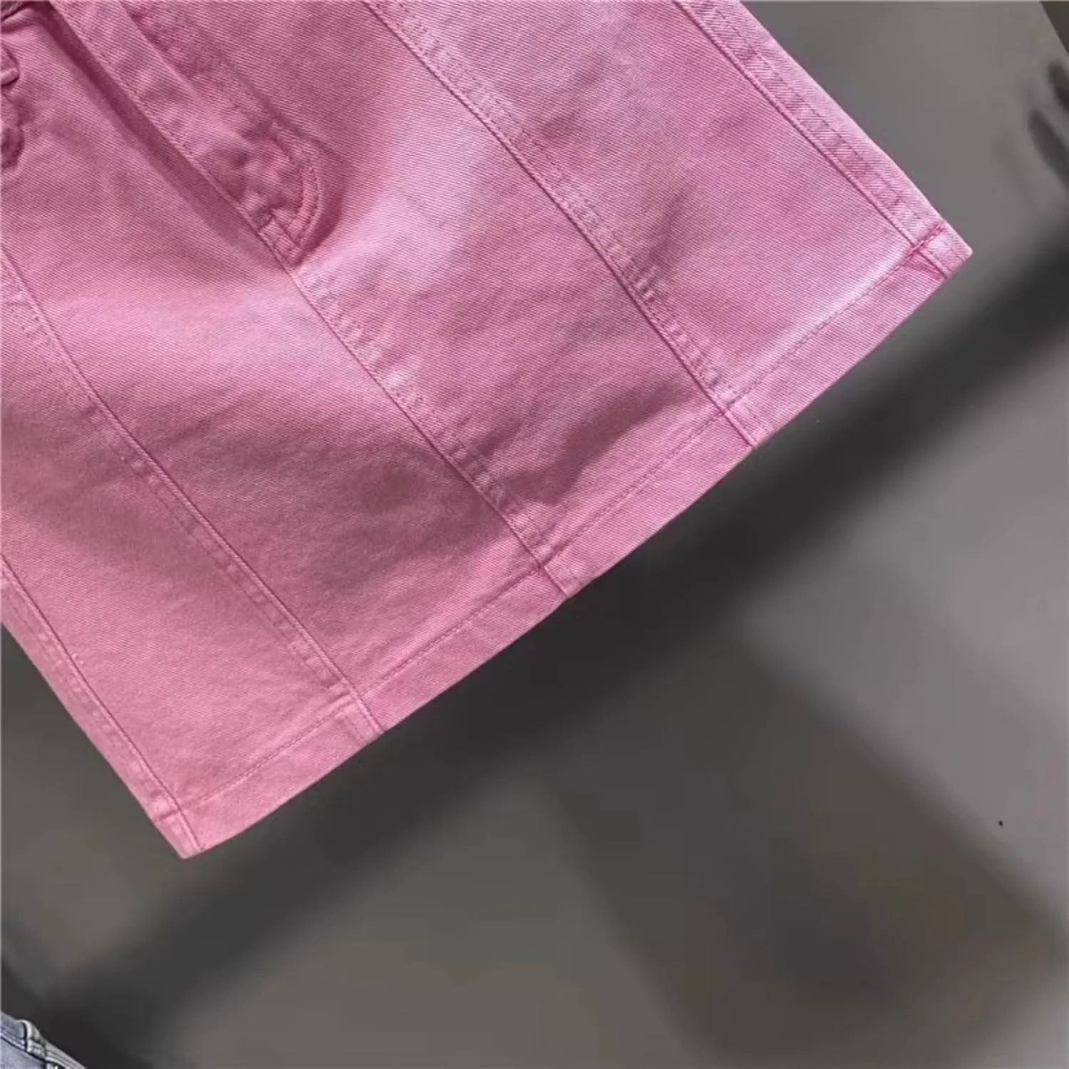 Summer Pink Denim Skirt Women High Waisted Slimming A-line Short Skirt with Wrapped Buttocks