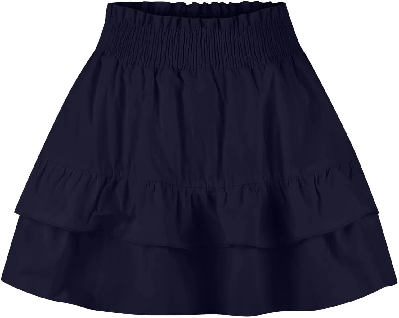 Tiered Ruffle Boho Skirts for Women Summer Cute Mini Skirt Solid Bohemian Vacation Skirts Pleated Short Skirt