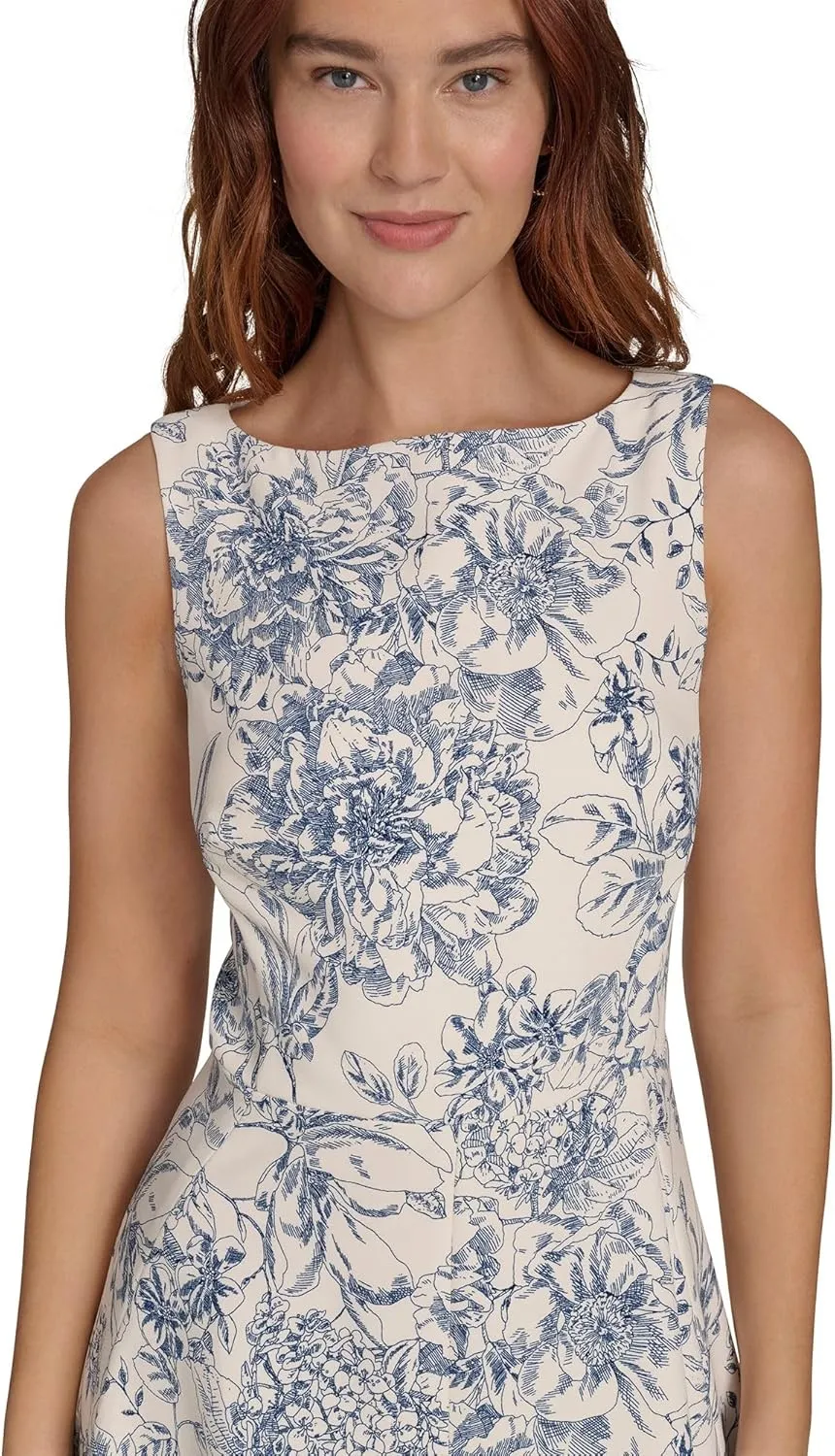 Tommy Hilfiger Women's Sleeveless Boat Neck Fit & Flare Midi Dress