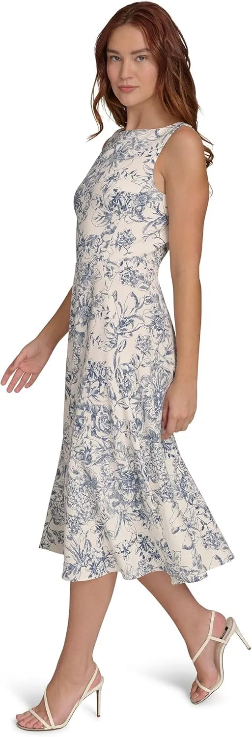 Tommy Hilfiger Women's Sleeveless Boat Neck Fit & Flare Midi Dress