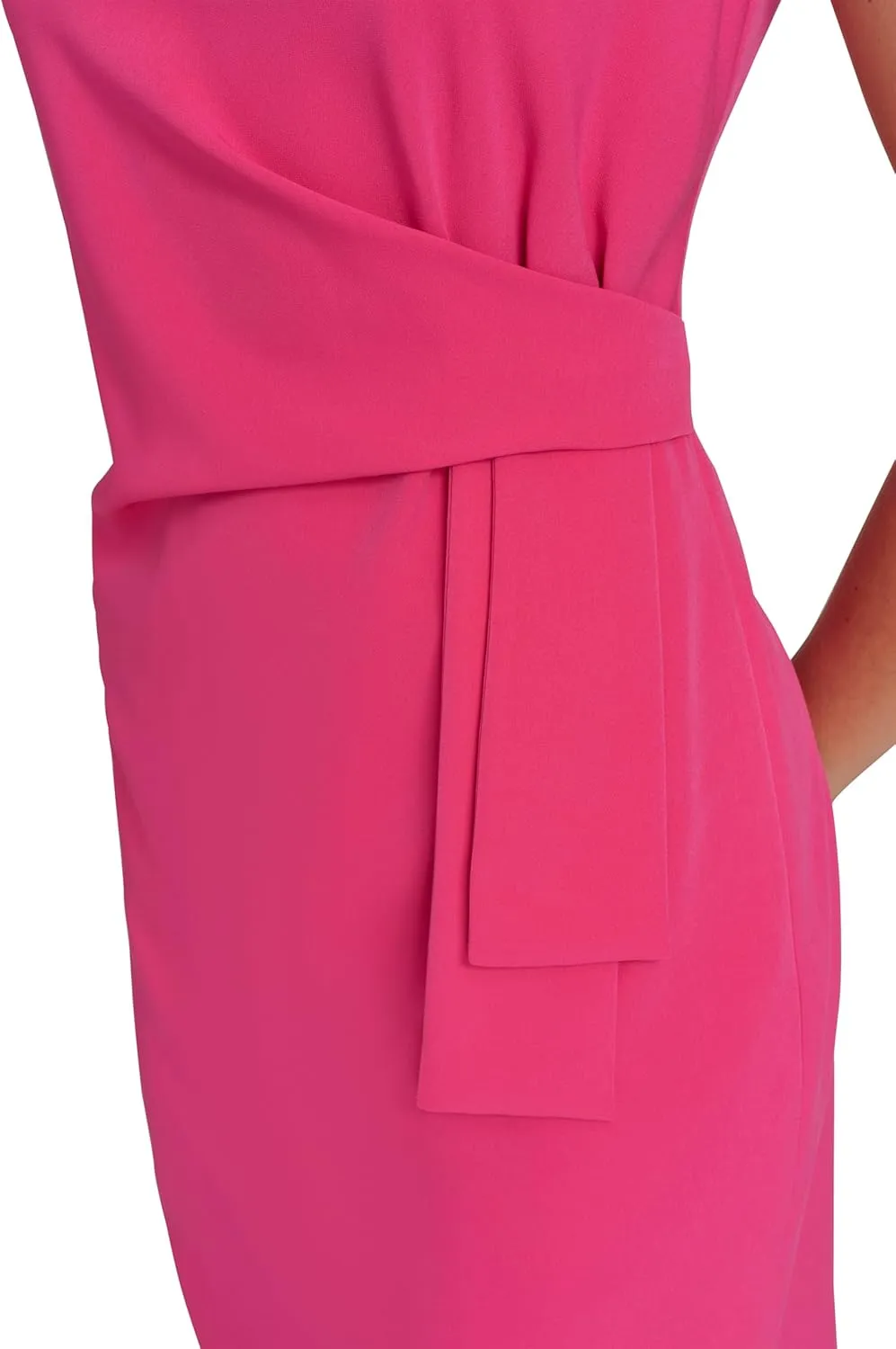 Tommy Hilfiger Women's Sleeveless Boat Neck Fold Detail Sheath Mini Dress
