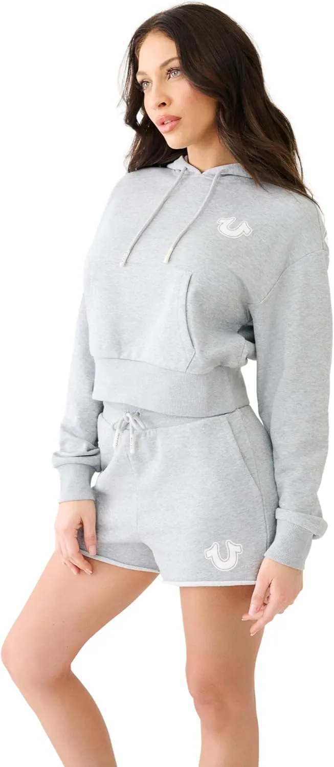 True Religion Women's Distressed Horseshoe Pullover Hoody