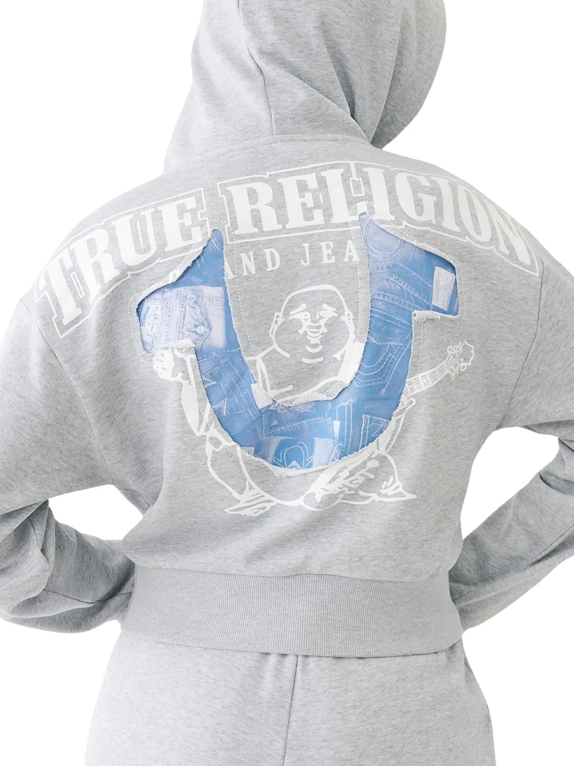 True Religion Women's Distressed Horseshoe Pullover Hoody