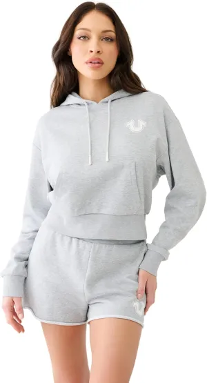 True Religion Women's Distressed Horseshoe Pullover Hoody