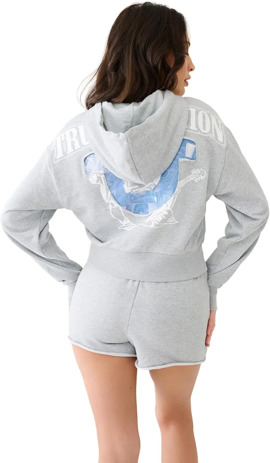 True Religion Women's Distressed Horseshoe Pullover Hoody