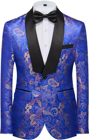 UNINUKOO Blazer for Men Paisley Dress Suit Jacket Funky Casual Floral Blazer Jacket Dinner Sport Coat