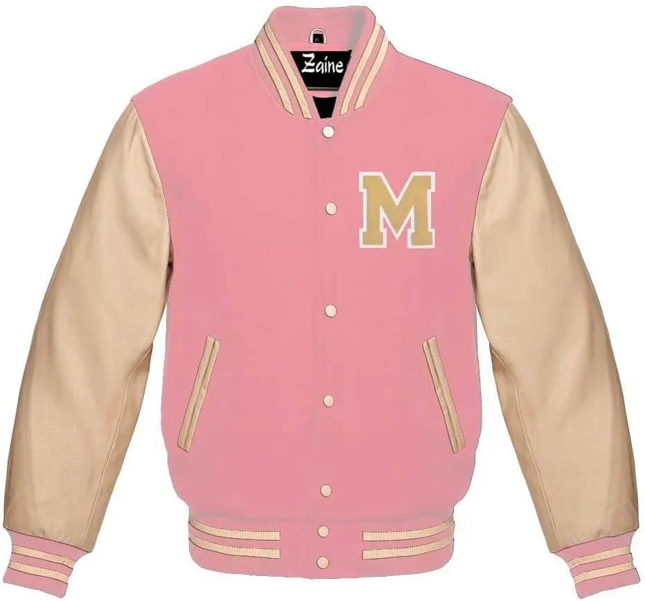 Varsity Women's Baseball Letterman Bomber Uniform Multiy Wool & Genuine Leather Sleeves Jacket