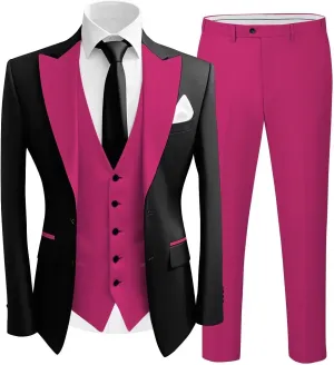Wangyue Tuxedo 3 Piece Prom Suits Men's Slim Fit Suit Single Breasted Vest and Pant Jackets for Men Suits Party Prom