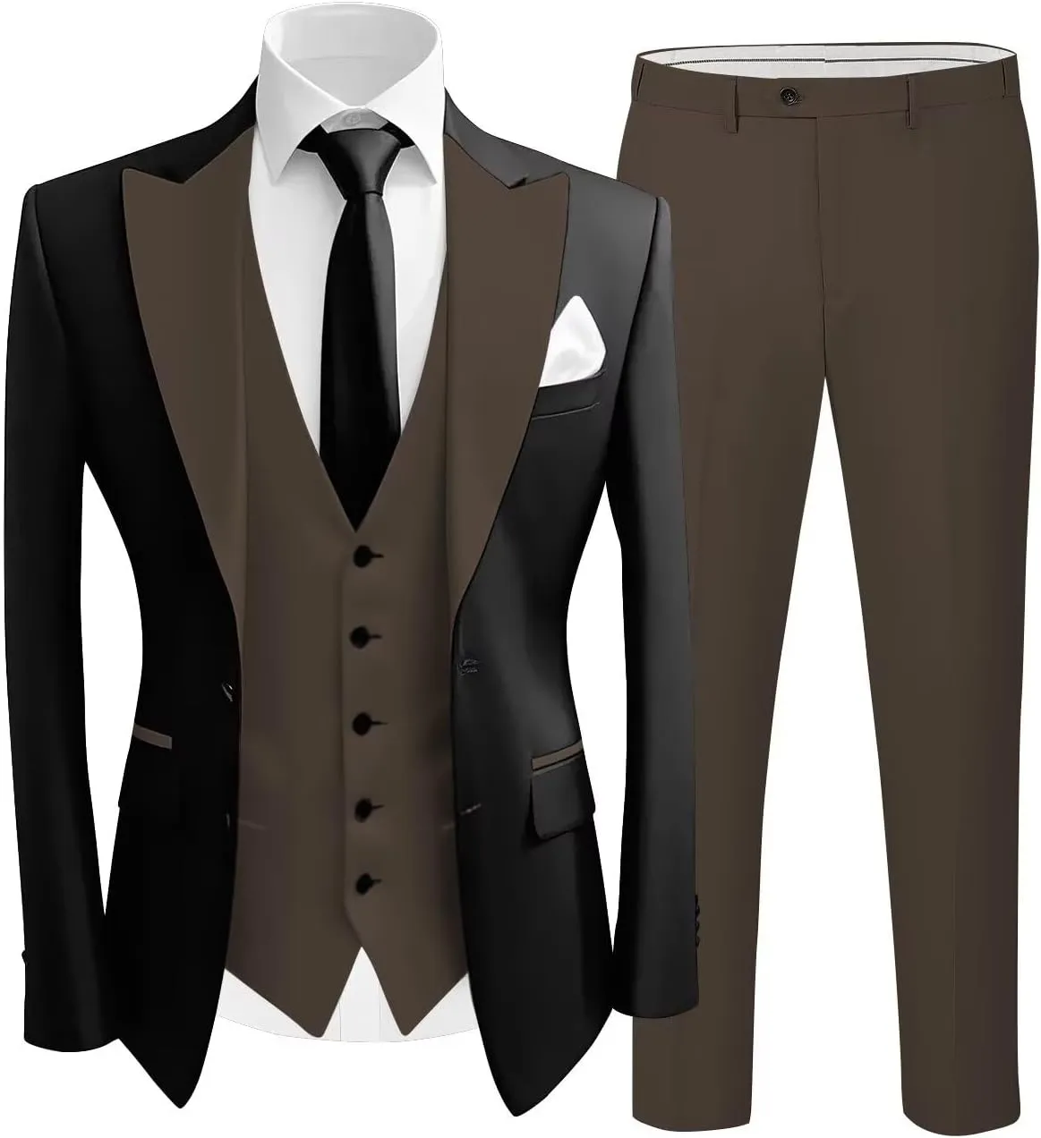Wangyue Tuxedo 3 Piece Prom Suits Men's Slim Fit Suit Single Breasted Vest and Pant Jackets for Men Suits Party Prom