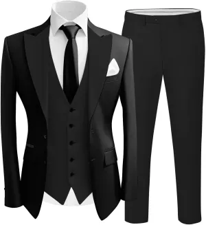 Wangyue Tuxedo 3 Piece Prom Suits Men's Slim Fit Suit Single Breasted Vest and Pant Jackets for Men Suits Party Prom