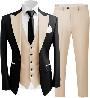 Wangyue Tuxedo 3 Piece Prom Suits Men's Slim Fit Suit Single Breasted Vest and Pant Jackets for Men Suits Party Prom