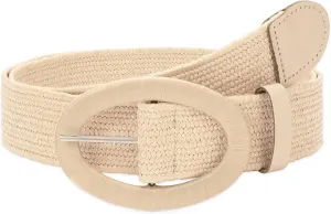 WHIPPY Women Straw Woven Elastic Stretch Waist Belt, Boho Braided Skinny Dress Belts for Women