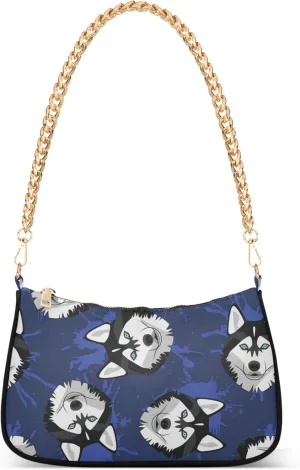 Wolf Wild Animal Black Designer Purses Hobo Crossbody Women Cute Handbags Chain Evening Shoulder Tote